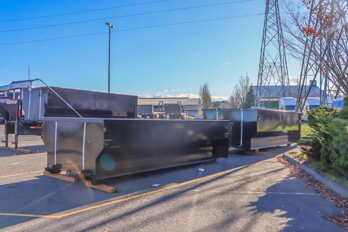 Roll-off dumpster ready for waste disposal at job site for Construction Dumpster Rental in Frankford